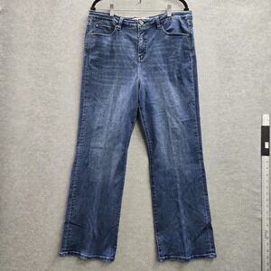 Soft Surroundings Women Jeans 16P Blue Denim 3DQ15 Wide-Leg Button 28" Inseam